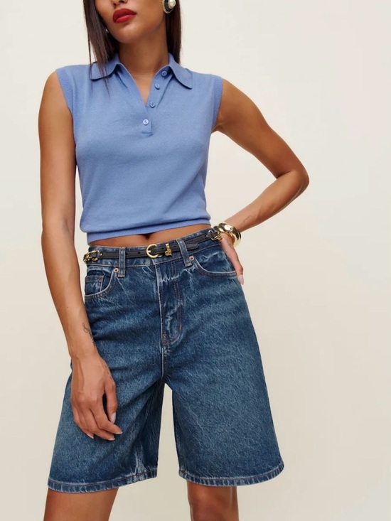 Reformation Pants - Reformation Hale High Rise 8” Jean Shorts Blue - Size 27